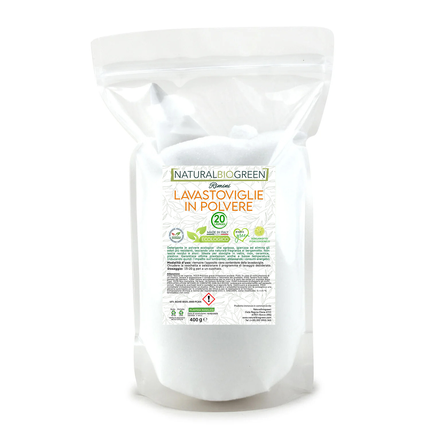 Naturalbiogreen Detersivo Lavastoviglie in Polvere Ecologico 400 gr