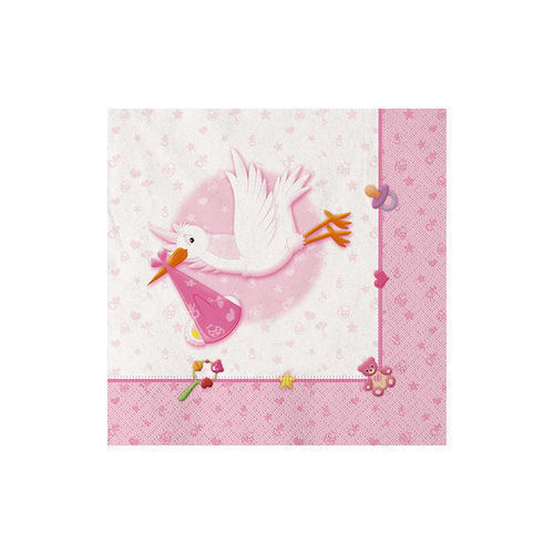 Tovaglioli Benvenuta Rosa e Bianco 20 pz - 25x25 cm