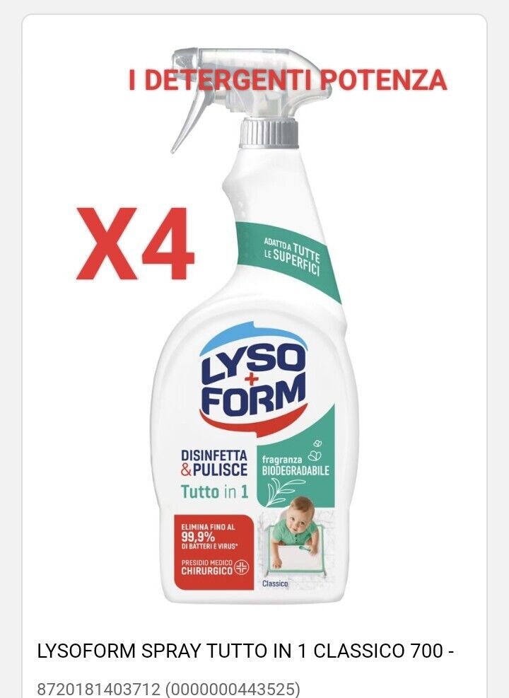 Lysoform 750ml Tutto in 1 Disinfettante per Bagno e Cucina PEZZI 4