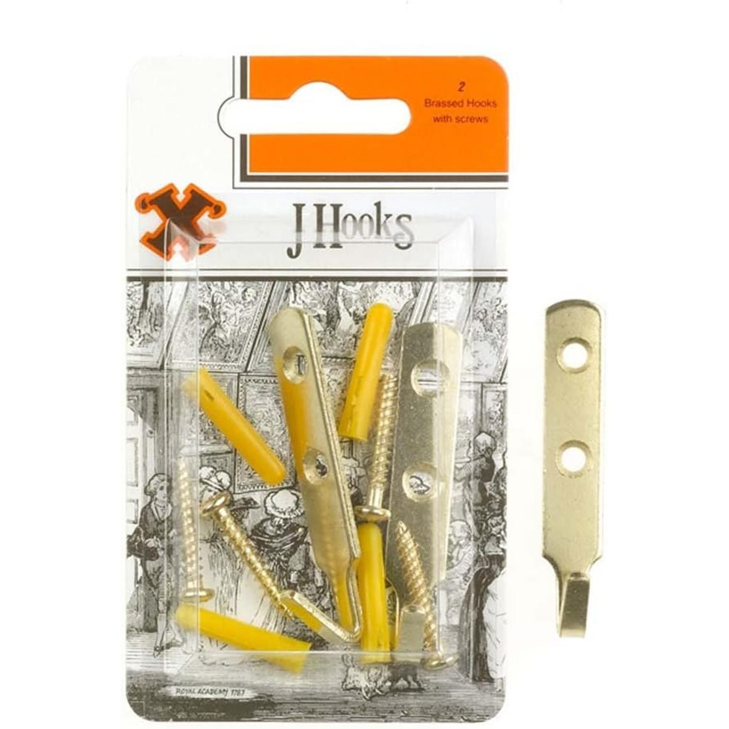 X-Hooks Brass Heavy Duty J Picture Hooks (confezione da 2)