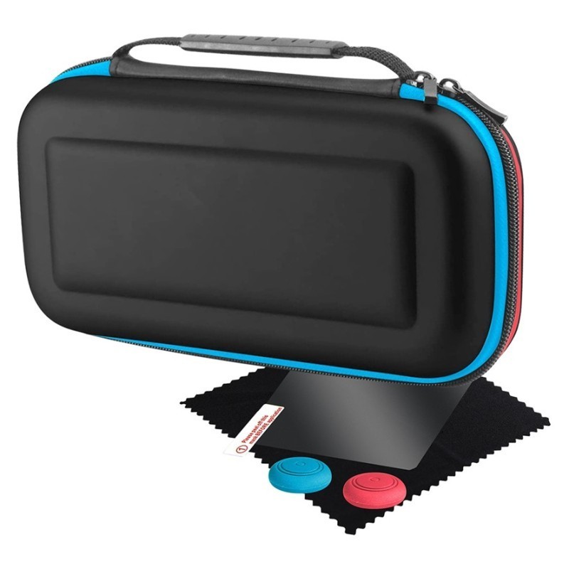 Custodia nera compatibile per Nintendo Switch + vetro temperato + 2...