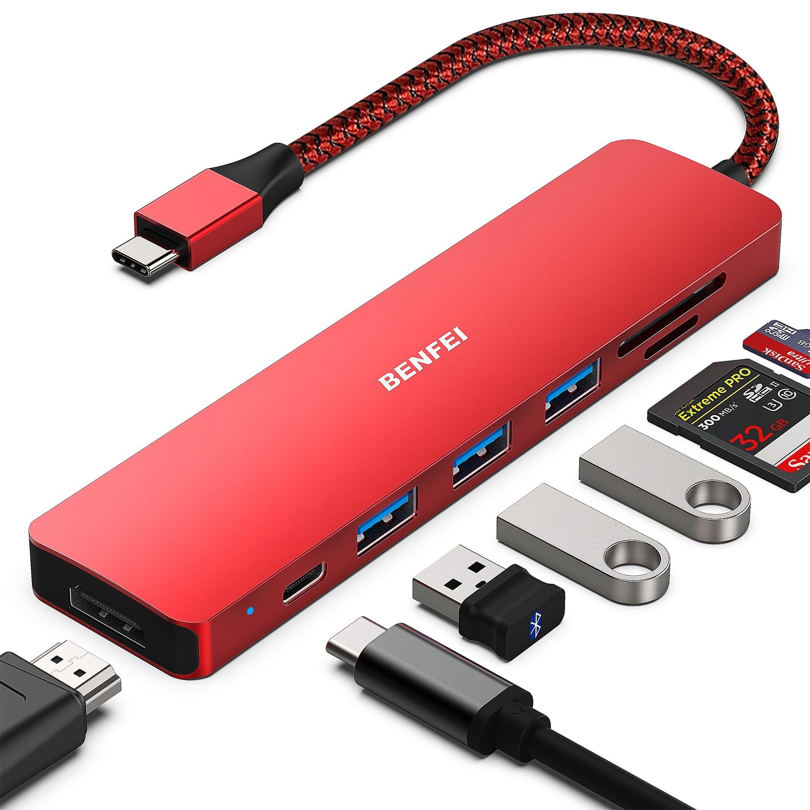 BENFEI Hub USB C 7in1, Adattatore multiporta USB-C HUB con HDMI(4K@60Hz Certific