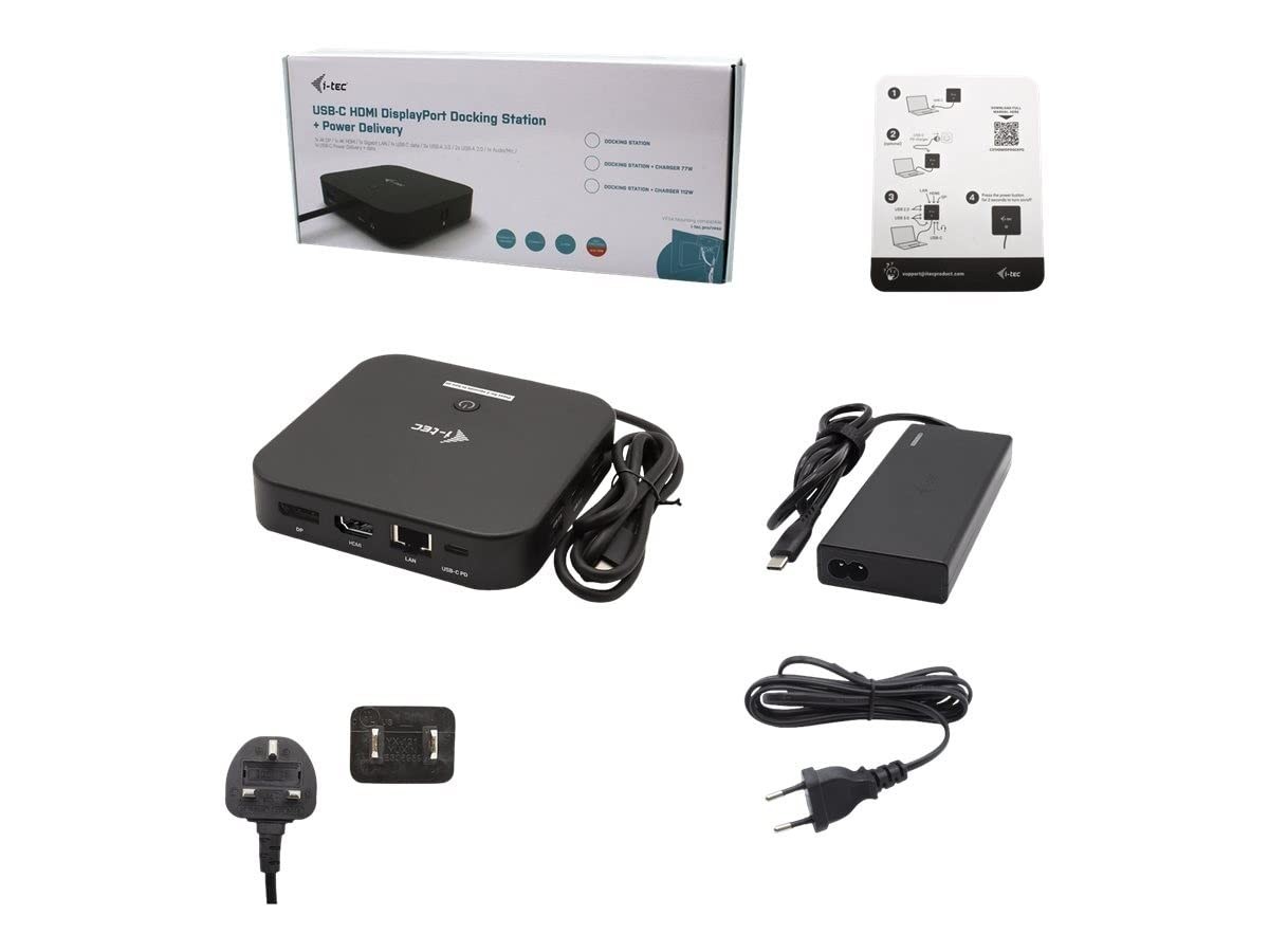 I-TEC USB-C HDMI DP DOCK PD100W 2X LCD DOCK + CHARGER-C77W