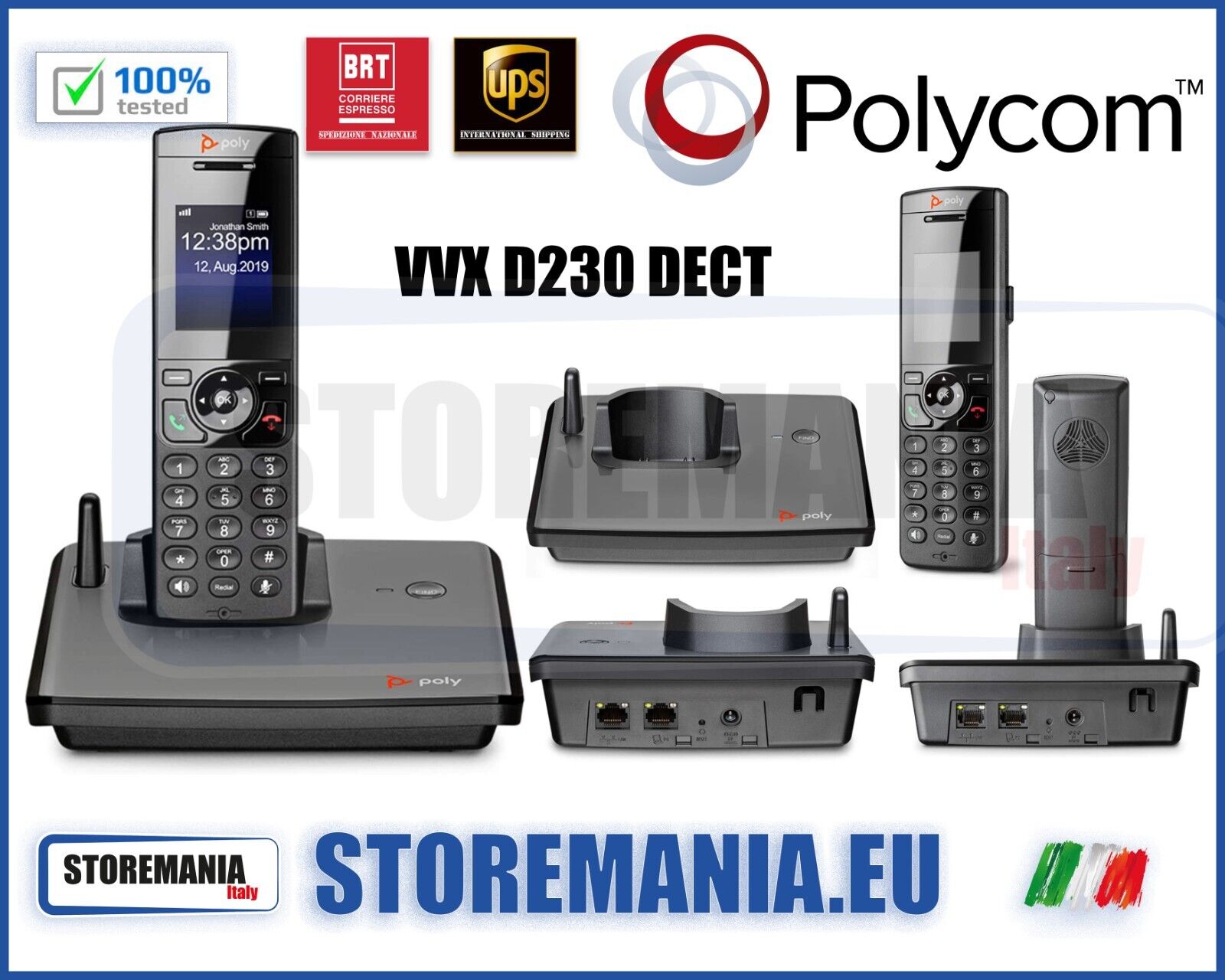 Poly - POLYCOM Voice VVX D230 DECT IP PHONE KIT EU/UK ALIMENTATORE EU/UK