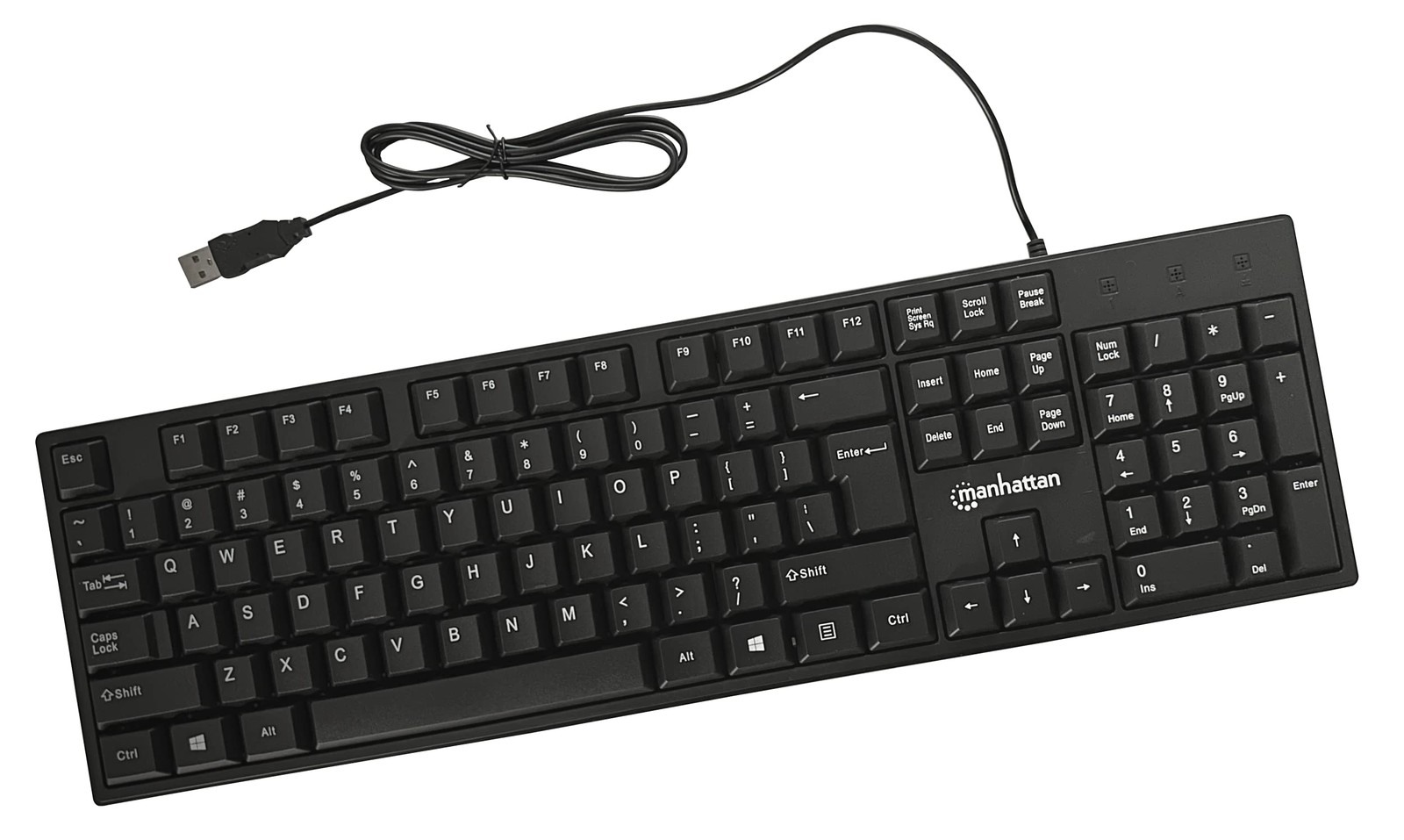 Manhattan Keyboard UK USB Wired, Standard Qwerty layout, Black, Full Size Keys,