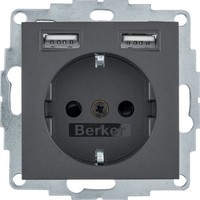 Berker 48031606   - Type F + 2 x USB A - Anthracite - Thermoplastic - IP20 - 250
