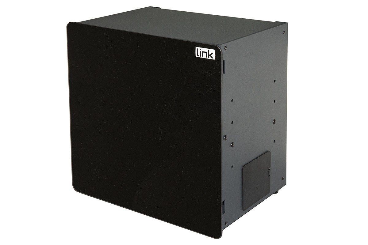 BOX PER DISPOSITIVI HOME CON PORTA NERA IN VETRO MM 345 (L) X 232(P) X 345 (A) W