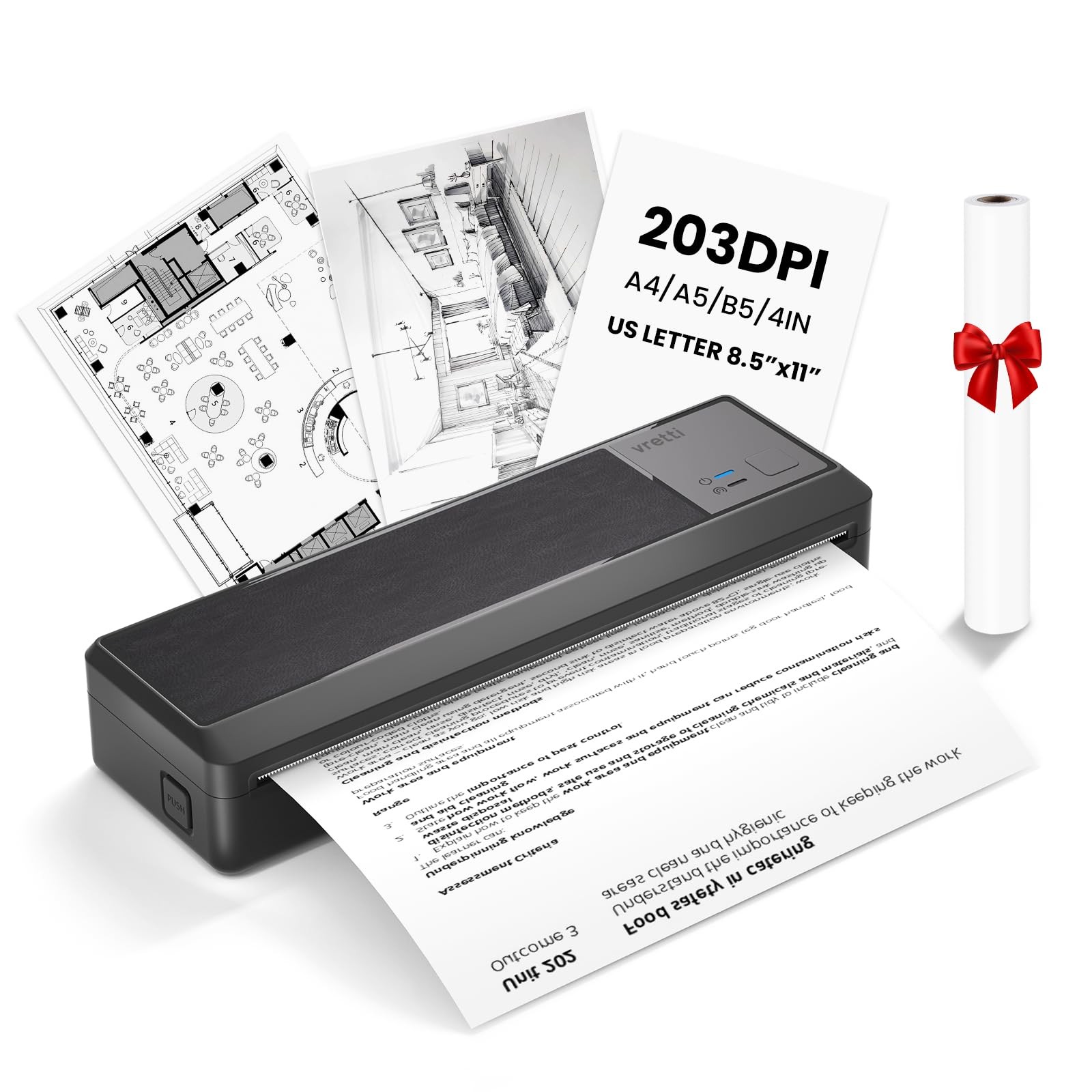 vretti Stampante Portatile,P83 Stampante Termica Portatil, con 1 Rotolo (X6y)