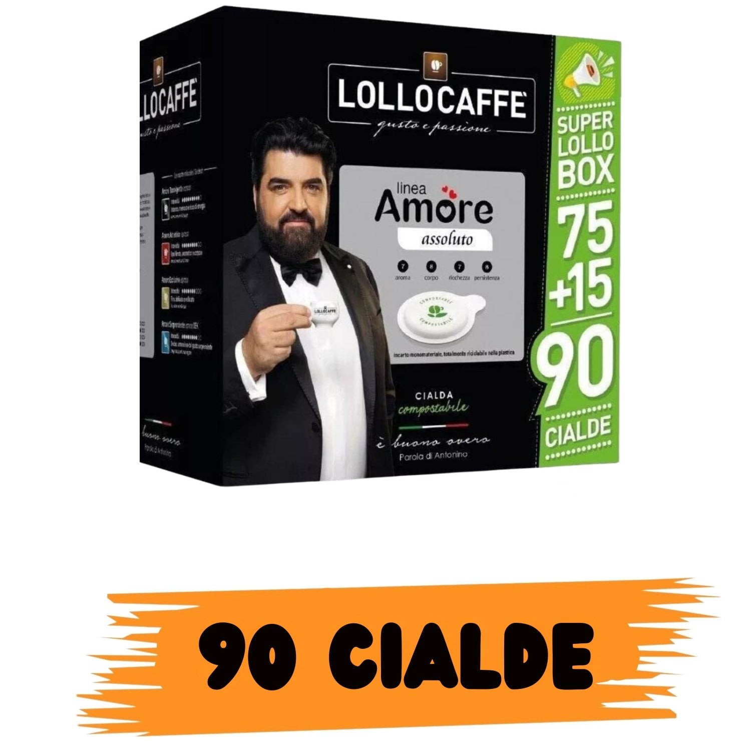 Lollo Caffe Linea Amore Assoluto Cialde Compostabili 75+15(90)