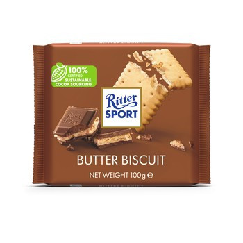 Cioccolato al latte intero Ritter Sport con biscotti 100 g