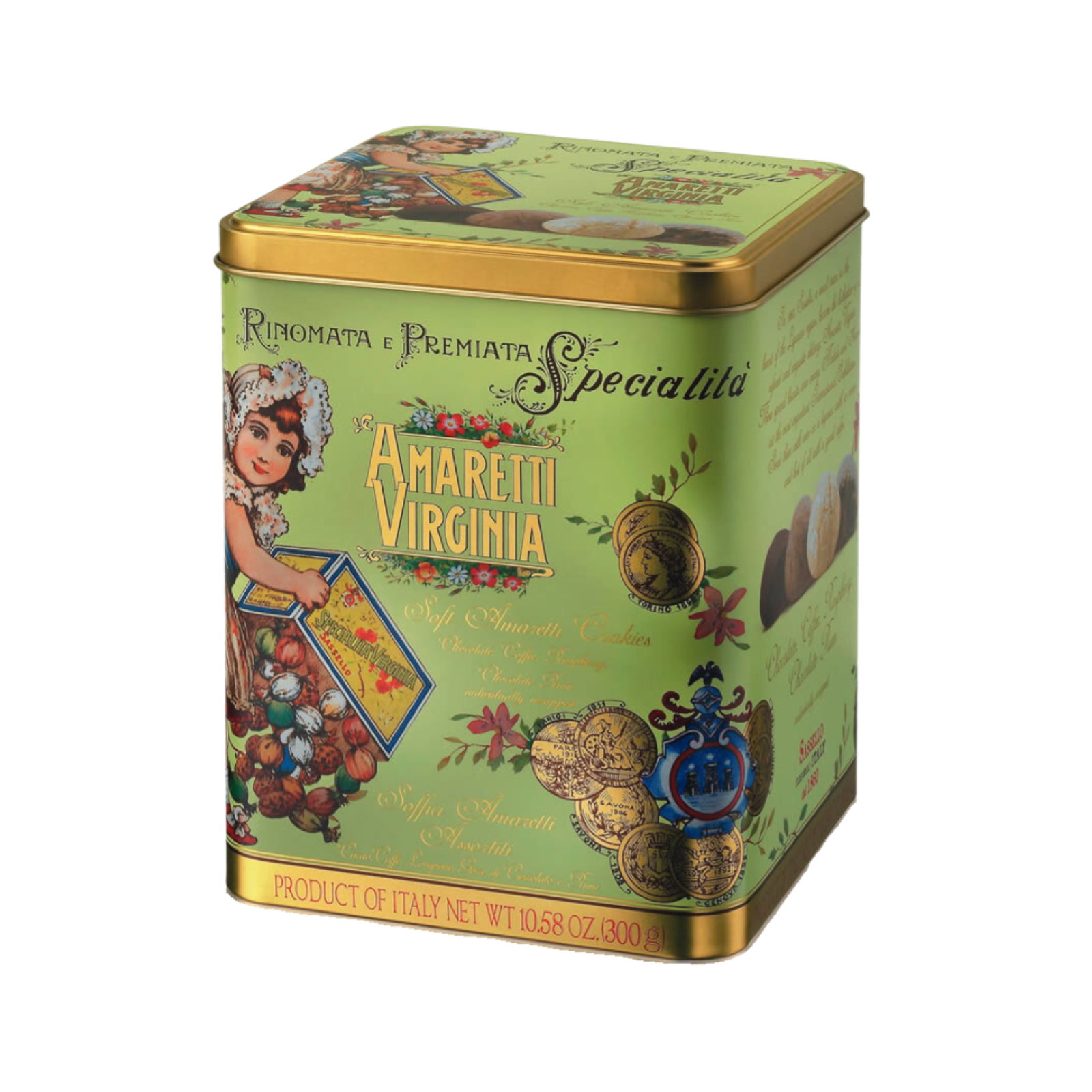 Amaretti Morbidi Amaretti Virginia Cacao Caffè Lampone Cubo Metallo 300 g