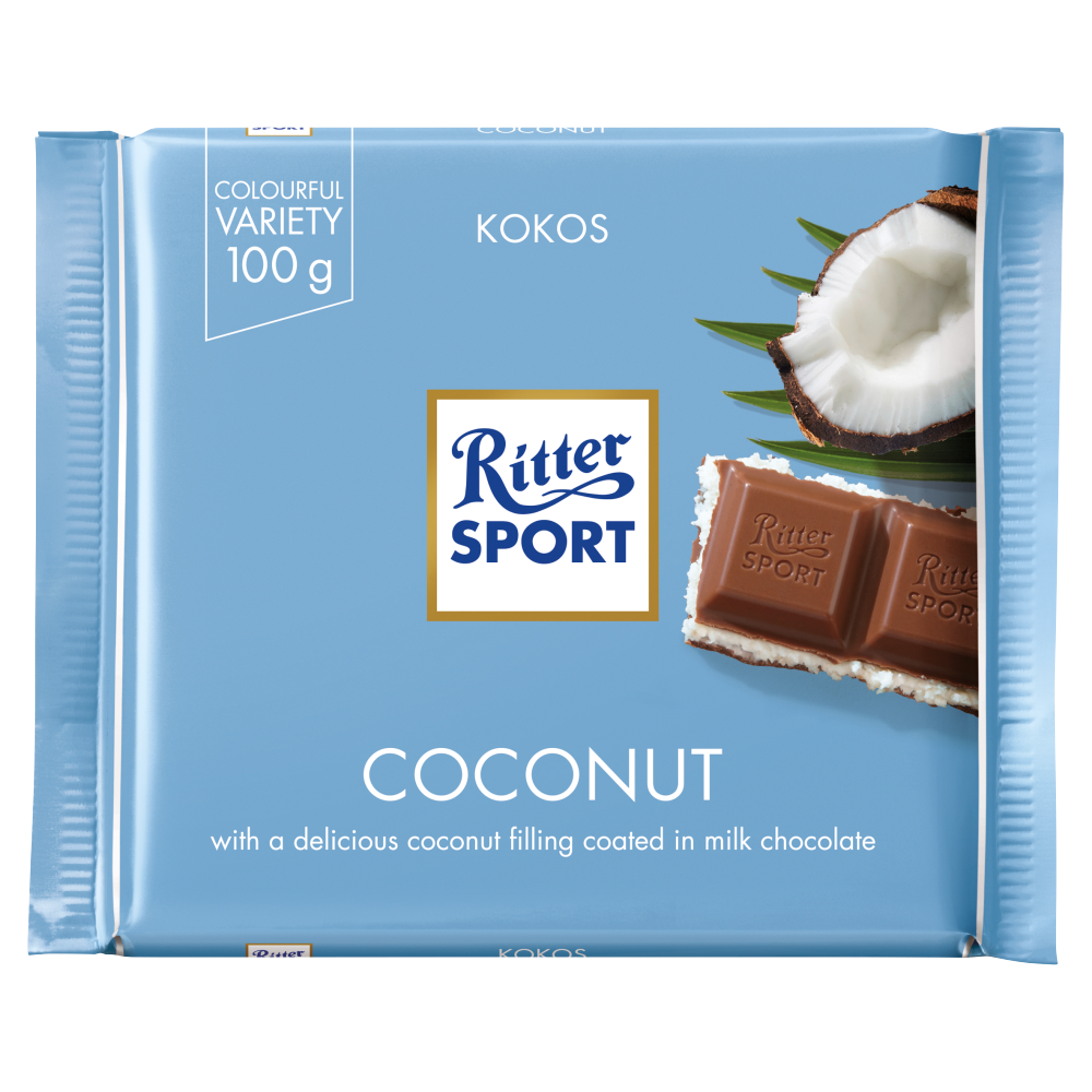 Cioccolato al latte intero Ritter Sport ripieno di crema al latte di cocco 100 g
