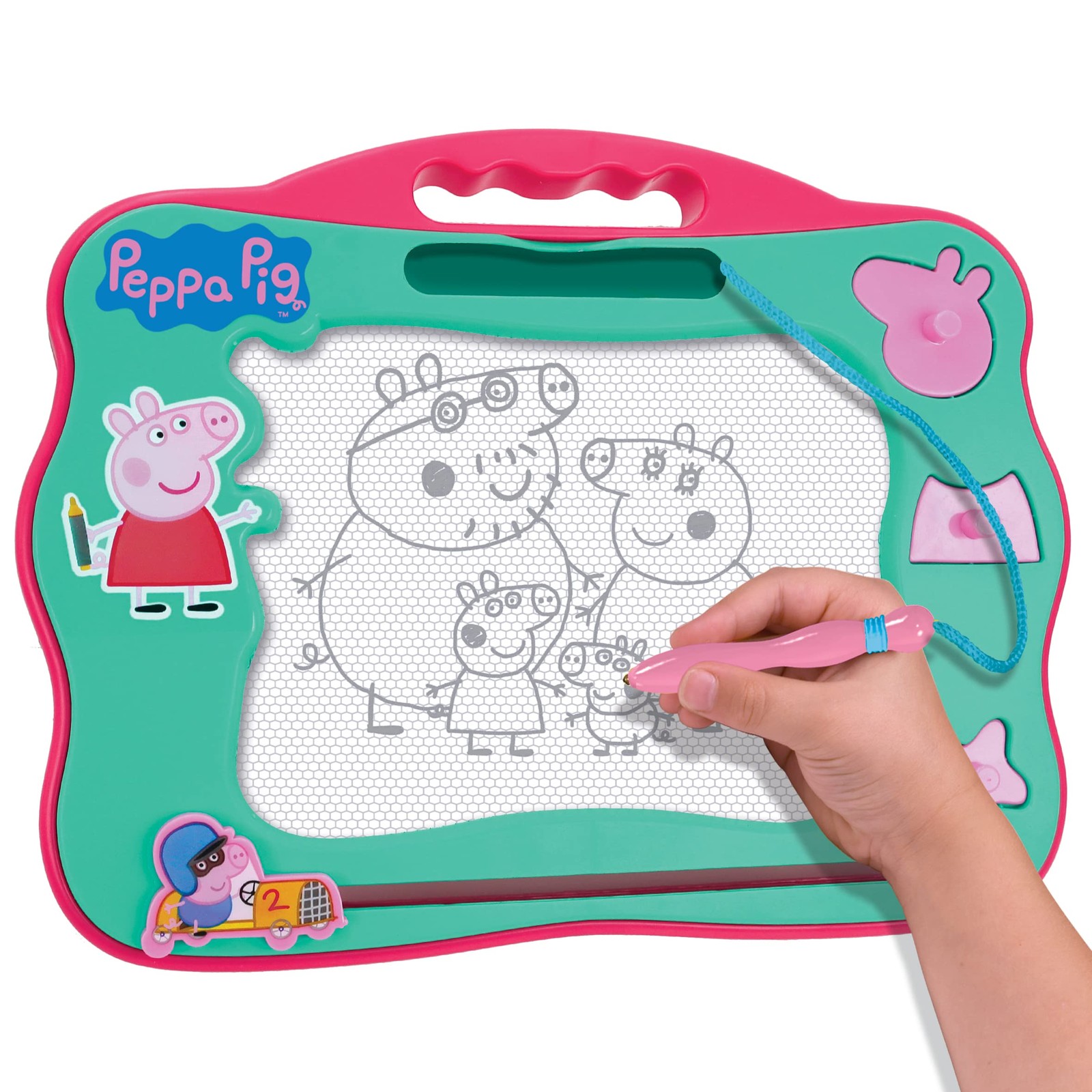 Peppa Pig Travel Magnetic Scribbler pad with pen and 3 stamps, draw and erase wi