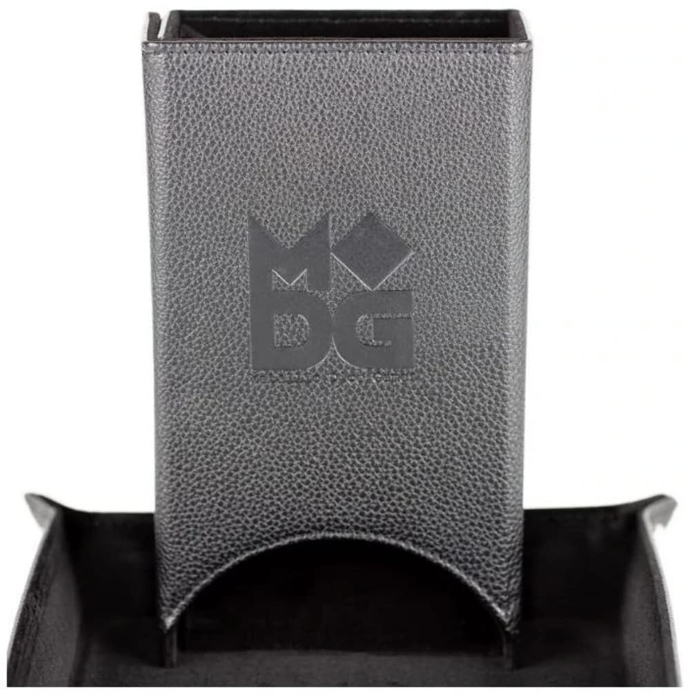 Fold Up Leather Dice Tower: Black