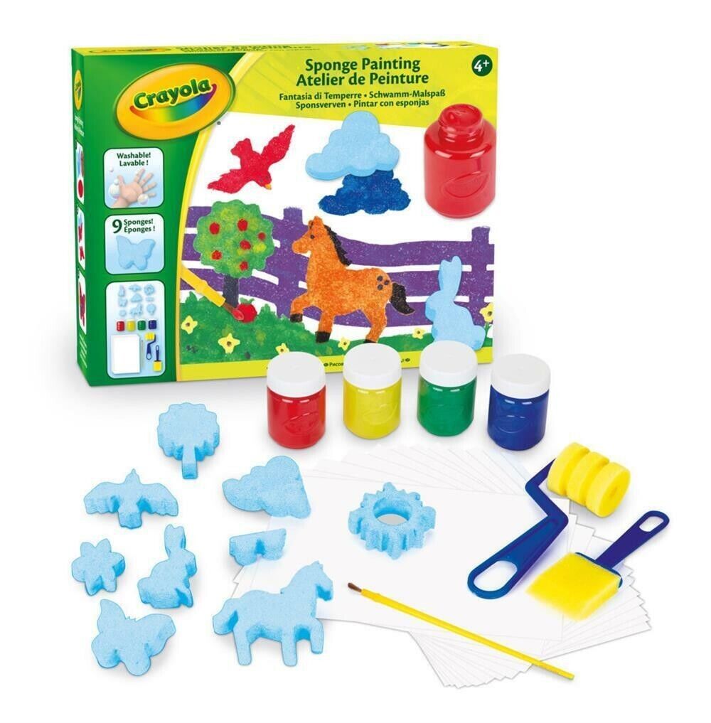 CRAYOLA- FANTASIA DI TEMPERE Set per Dipingere con Tempere Lavabili e Spugnette