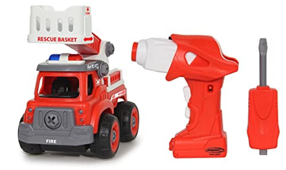 JAMARA Camion de pompiers First RC Kit 33 pièces avec visseuse - NUOVO