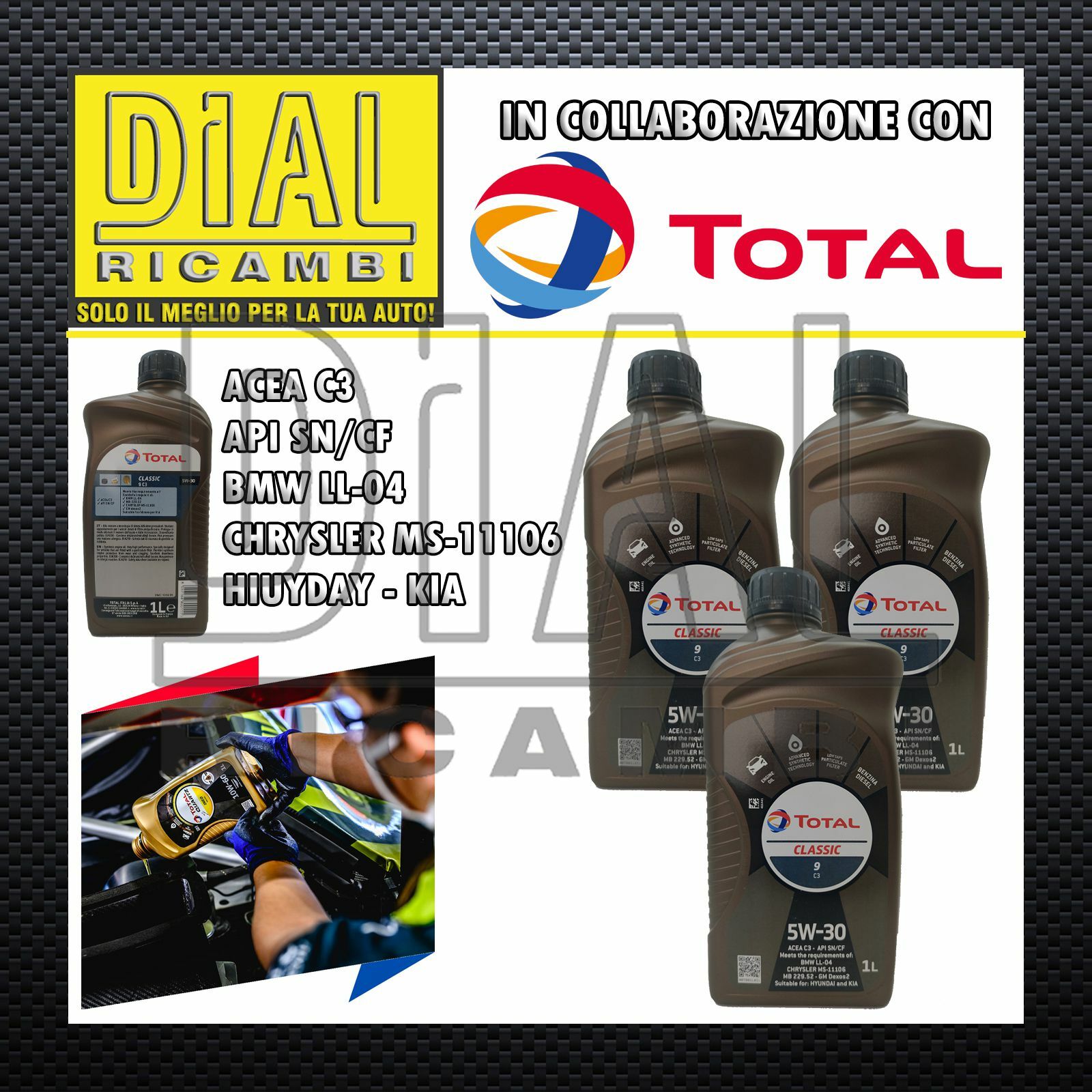 TOTAL Lubrificante Auto Total Classic 9 5W30 OLIO MOTORE TOTAL CLASSIC 5W-30 3LT