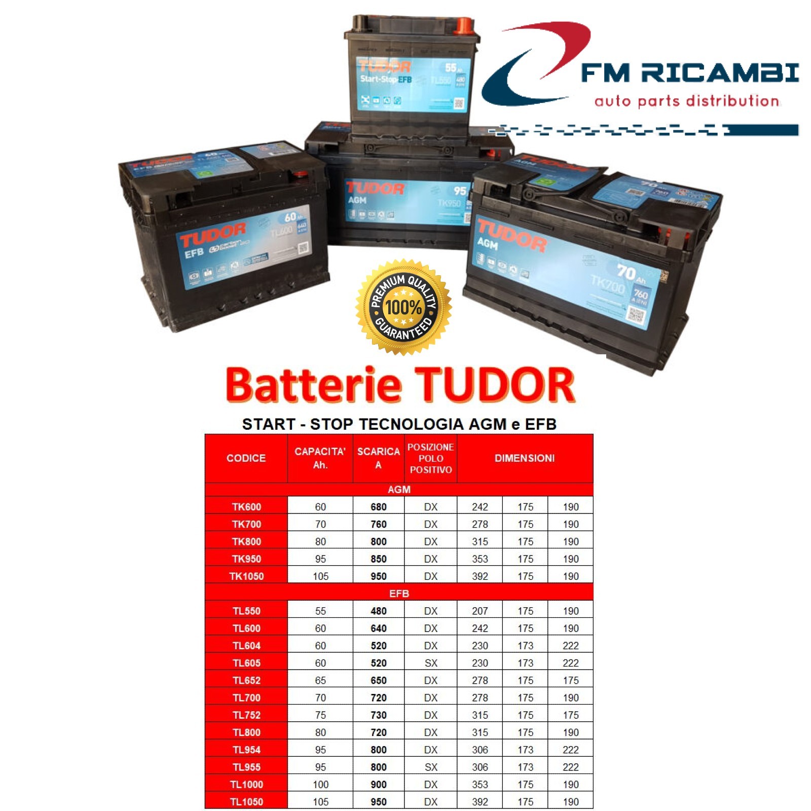 TK820 TUDOR TUDOR (L04) AGM 82AH 800EN 315X175X190 DX B13