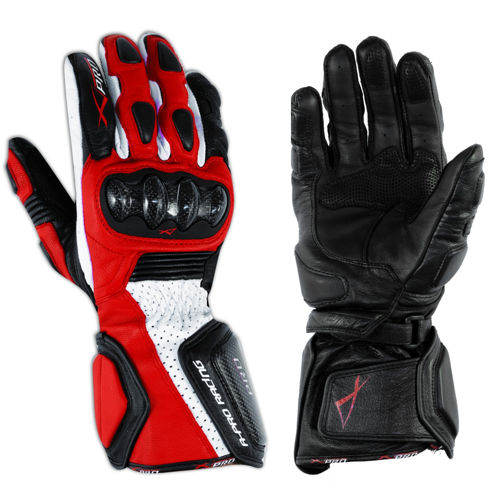 Motorcycle Motorbike Racing Sports Leather Riding Gloves Protection Red M