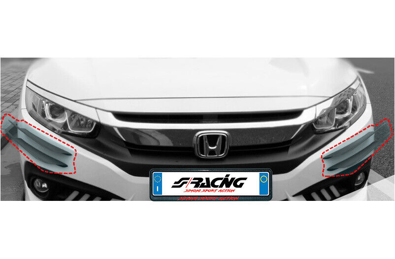 Kit Canards 4 pezzi ABS Nero Paraurti Anteriore da Verniciare AC4 Simoni Racing