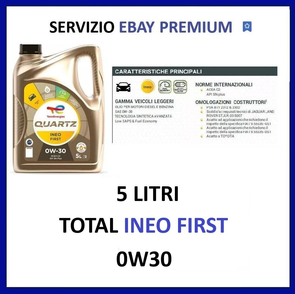 OLIO MOTORE TOTAL QUARTZ INEO FIRST 0W30 ACEA C2 SUPER PROMO NEW EBAY STORE 5LT
