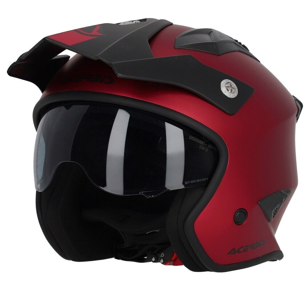 CASCO MOTO ACERBIS JET ARIA 2206 METALLIC RED MATT VISIERA INTERNA FUME' TG M