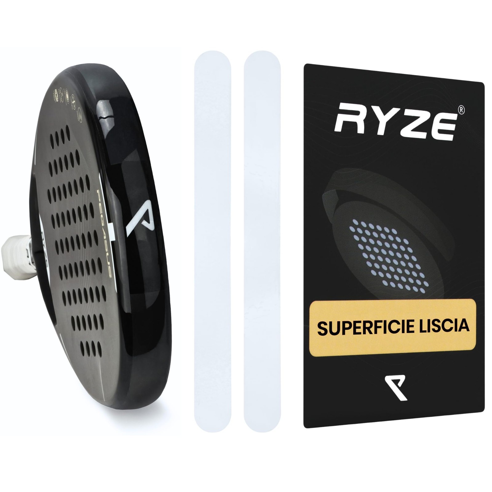 RYZE Protezione Racchetta Padel Trasparente - Superficie Liscia - Paracolpi Racc