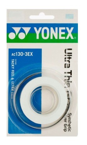 Yonex Ac130-3Ex Ultra Thin Grap Overgrip Bianco 3Pz AC130-3EX WH