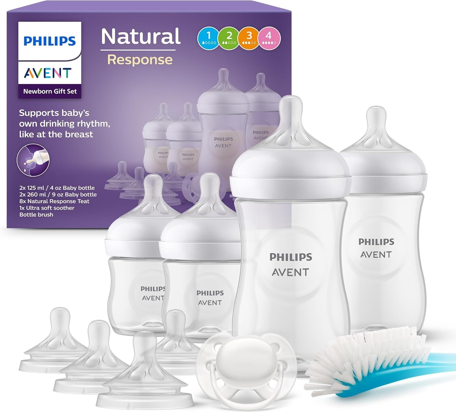 Philips Avent Set regalo per neonati con biberon - 4 biberon, 2 tettarelle extra