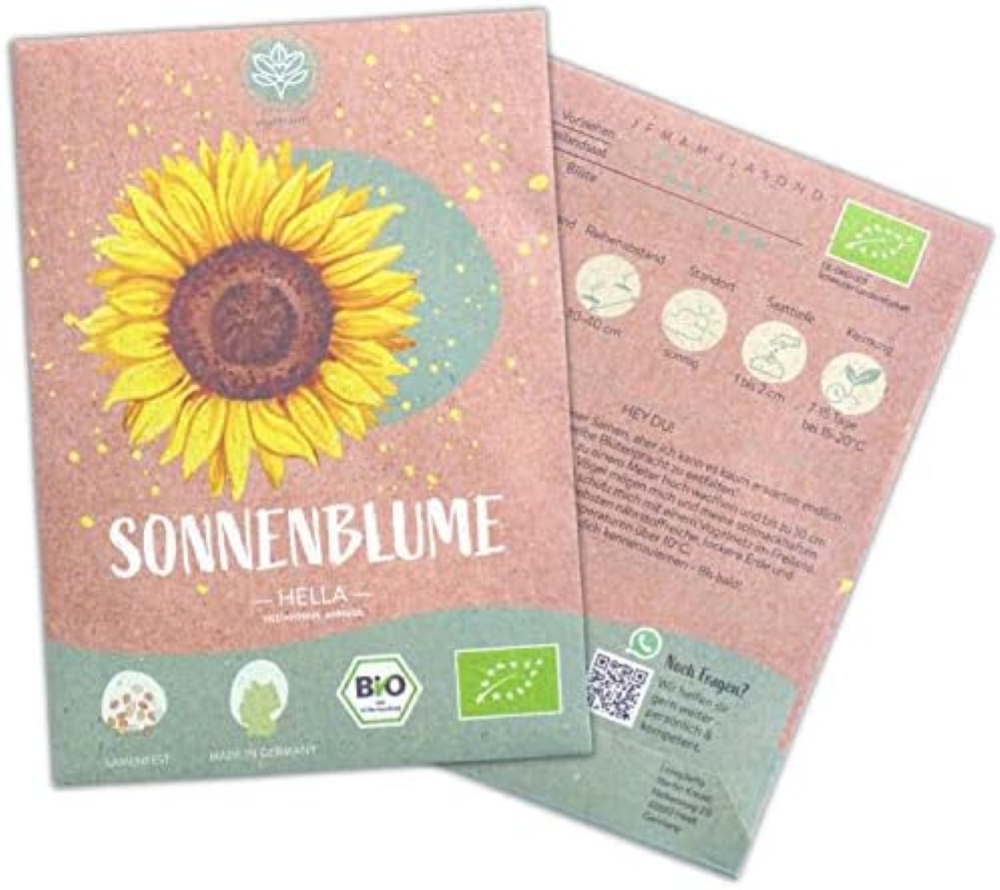 Bio Hella Sonnenblumen Samen, 20 Blumensamen mit hoher Keimquote, Sonnenblumensa