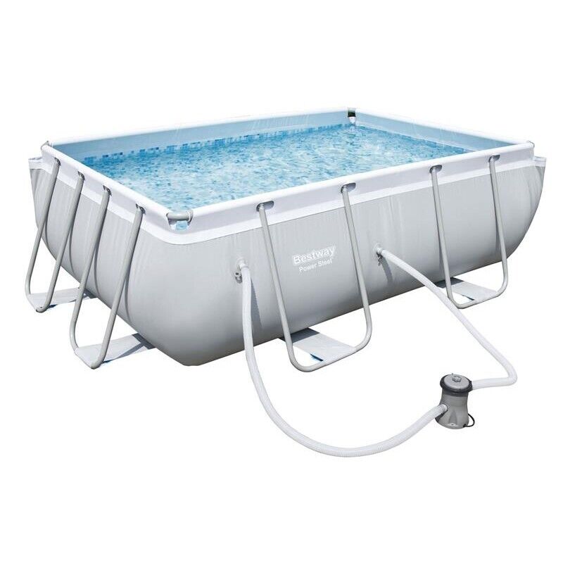 PISCINA RETTANGOLARE 282X196 X H 84 CM STRUTTURA IN ACCIAIO E POMPA CON FILTRO