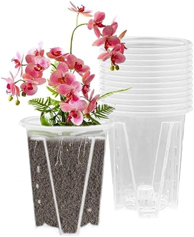 Vaso per Orchidee,12 Pezzi Vasi per Orchidee,Vaso Orchidee con Fori Drenaggio, V