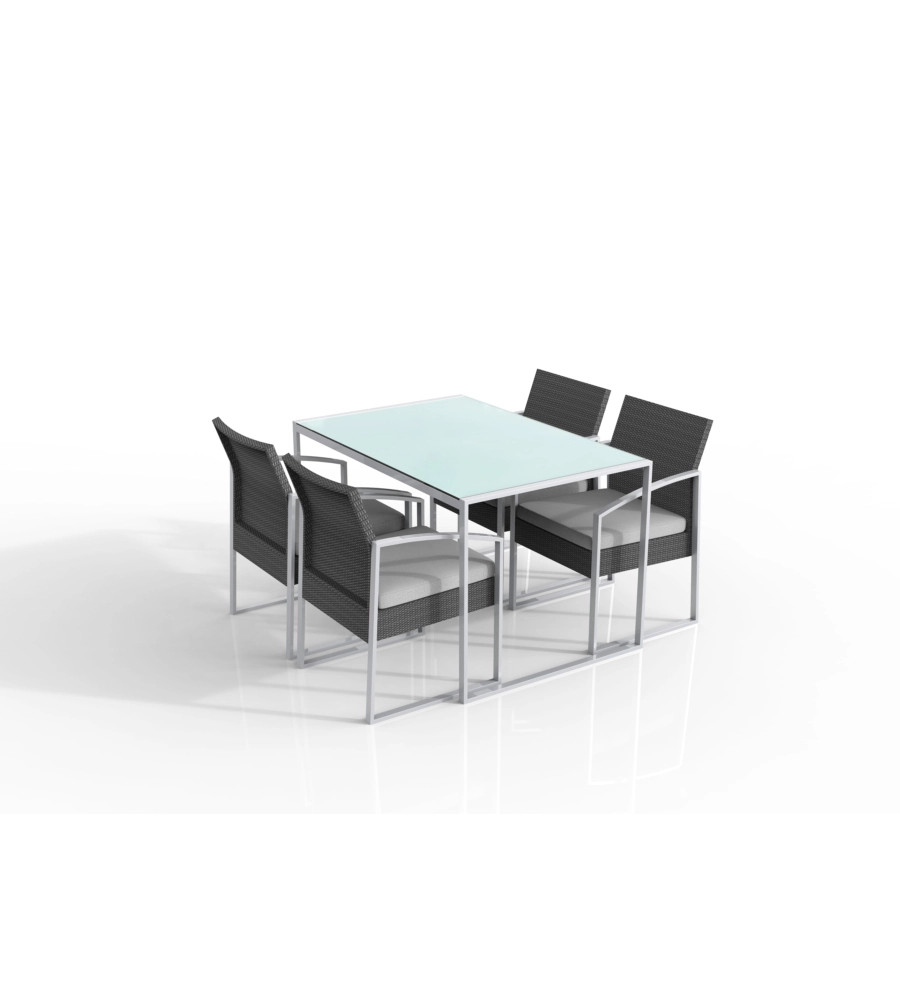 SET DA GIARDINO ESSENZA "BILBAO" IN ACCIAIO NERO WASHED 4 POLTRONE 1 TAVOLO