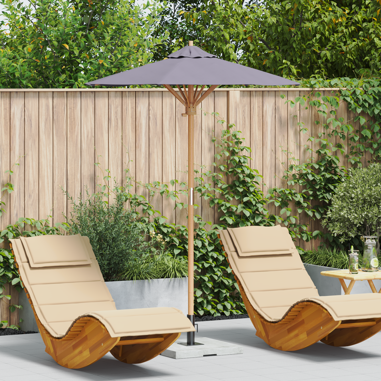 Parasol da Giardino Grigio Scuro 150x210 cm Bambù