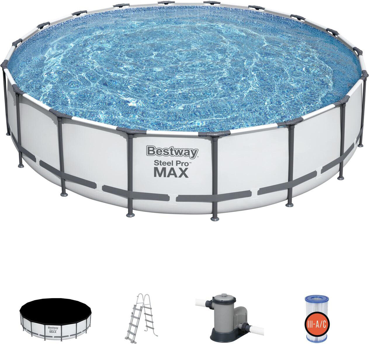 Piscina Fuori Terra Rigida Giardino Rotonda 23062 lt Pompa filtro Bestway 56462