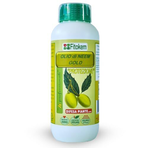 Fitokem - Olio di Neem Gold BIOLOGICO 1LT Potenziato con Zeolite chabasite Oidio