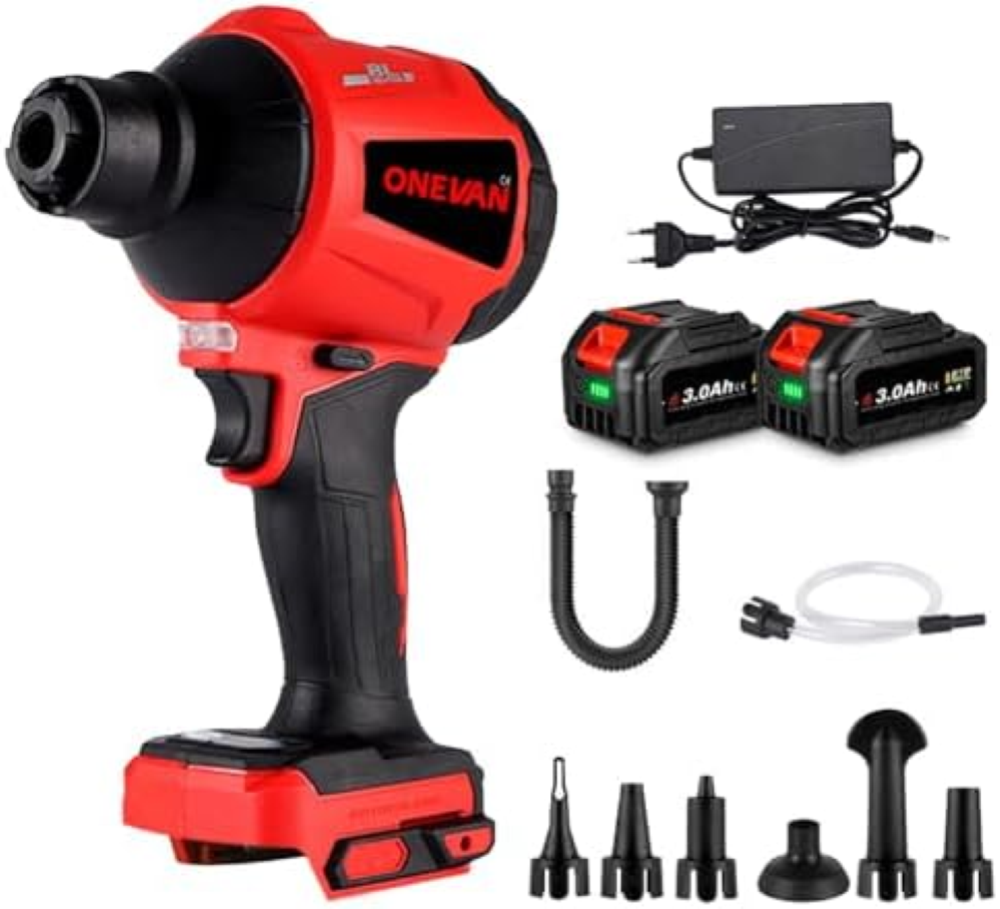 ONEVAN Ventola a batteria con 2 batterie, 18 V, ventilatore elettrico Dust Blowe