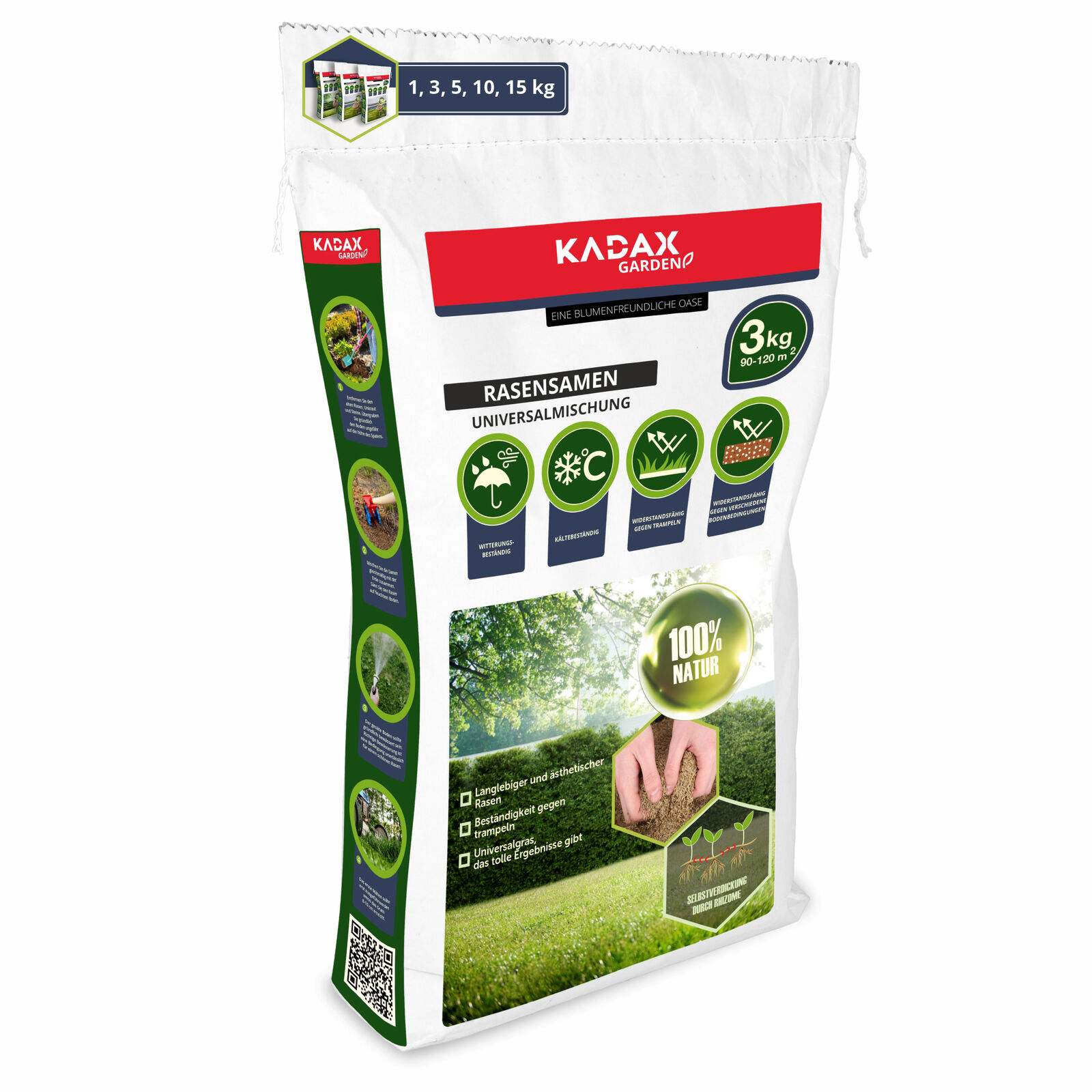 Semi di prato KADAX, erba universale, semi di erba, semi di erba, 120 m2, 3 kg