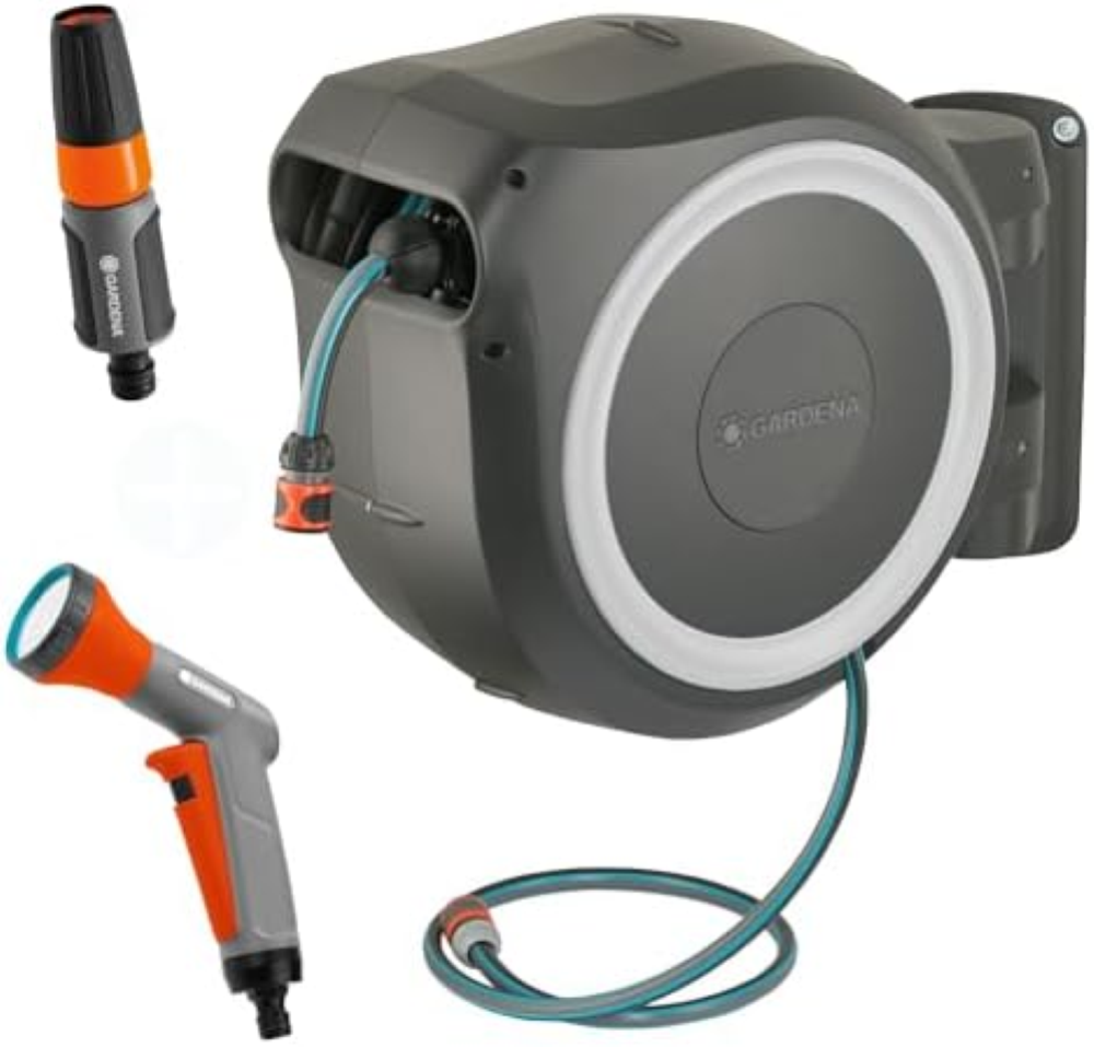 Gardena Avvolgitubo da Parete RollUp XL, incluso Tubo da Giardino da 35 m con La