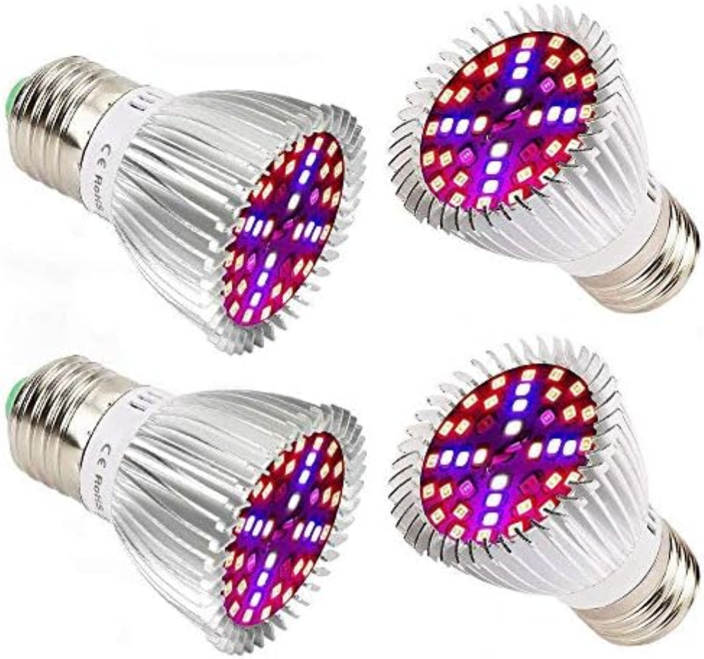 Piante Lampada a LED, 4 pezzi 40W E27 Grow Bulbs per Semina, Crescita, Fioritura