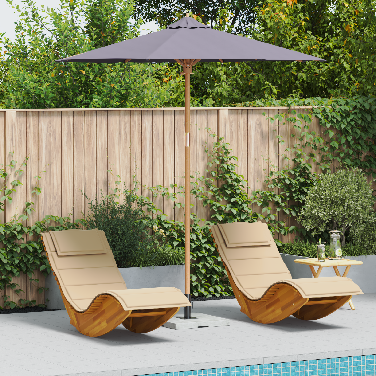Parasol da Giardino Grigio Scuro 240x260 cm Bambù