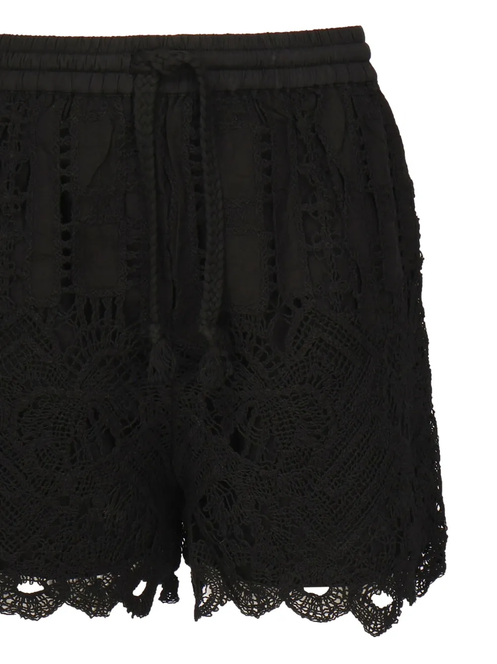 PINKO lace scalloped-hem shorts - Nero