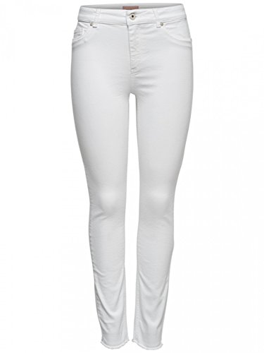 Only Onlblush Mid Sk Ank Raw Rea0730Noos Jeans Skinny, Bianco (White), Xs / 32L Donna