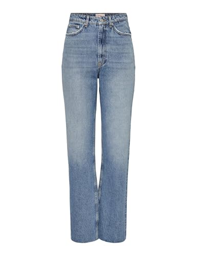 Only Onlriley Life Ex Hw Str Dnm Dot353 Noos Jeans A Vita Alta, Media Blu Denim, 25W X 30L Donna