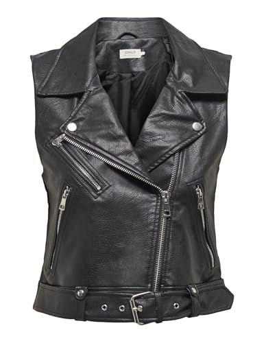 Only Onlvera Faux Leather Waistcoat Otw Noos Gilet In Ecopelle, Black, Xs Da Donna