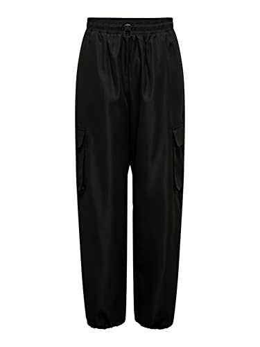 Only Onlcashi Cargo Pant Wvn Noos Pantaloni, Black, Mw / 32L Donna