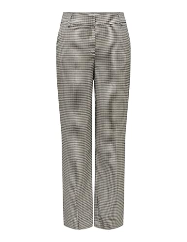 Only Onllettie Mw Str Check Pant Tlr Pantaloni, Cloud Dancer/Checks: Tannin & Cornet Blue & Night Sky & Peat, 38W X 32L Donna