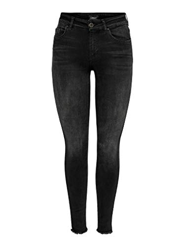 Only Onlblush Mid Sk Ank Rawjns Rea2343 Noos Jeans Skinny, Nero (Black Denim), S / 30L Donna