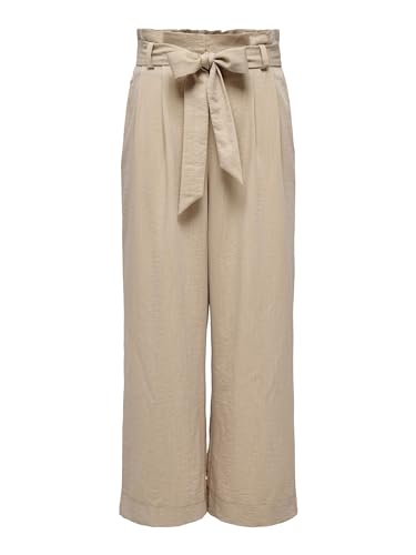 Only Onlmarsa Solid Paperbag Pant Wvn Noos Pantaloni In Tessuto, Safari. Dettagli: Melange, M Donna