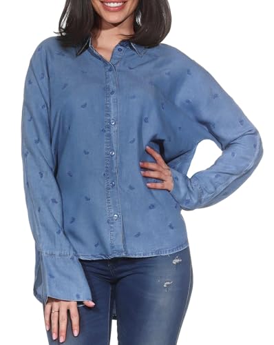 Only Onlnew Grace Charis Life Ls Shirt Cc Wvn Camicia Da Donna, Denim Blu Medio. Dettagli: Cielo Notturno, M